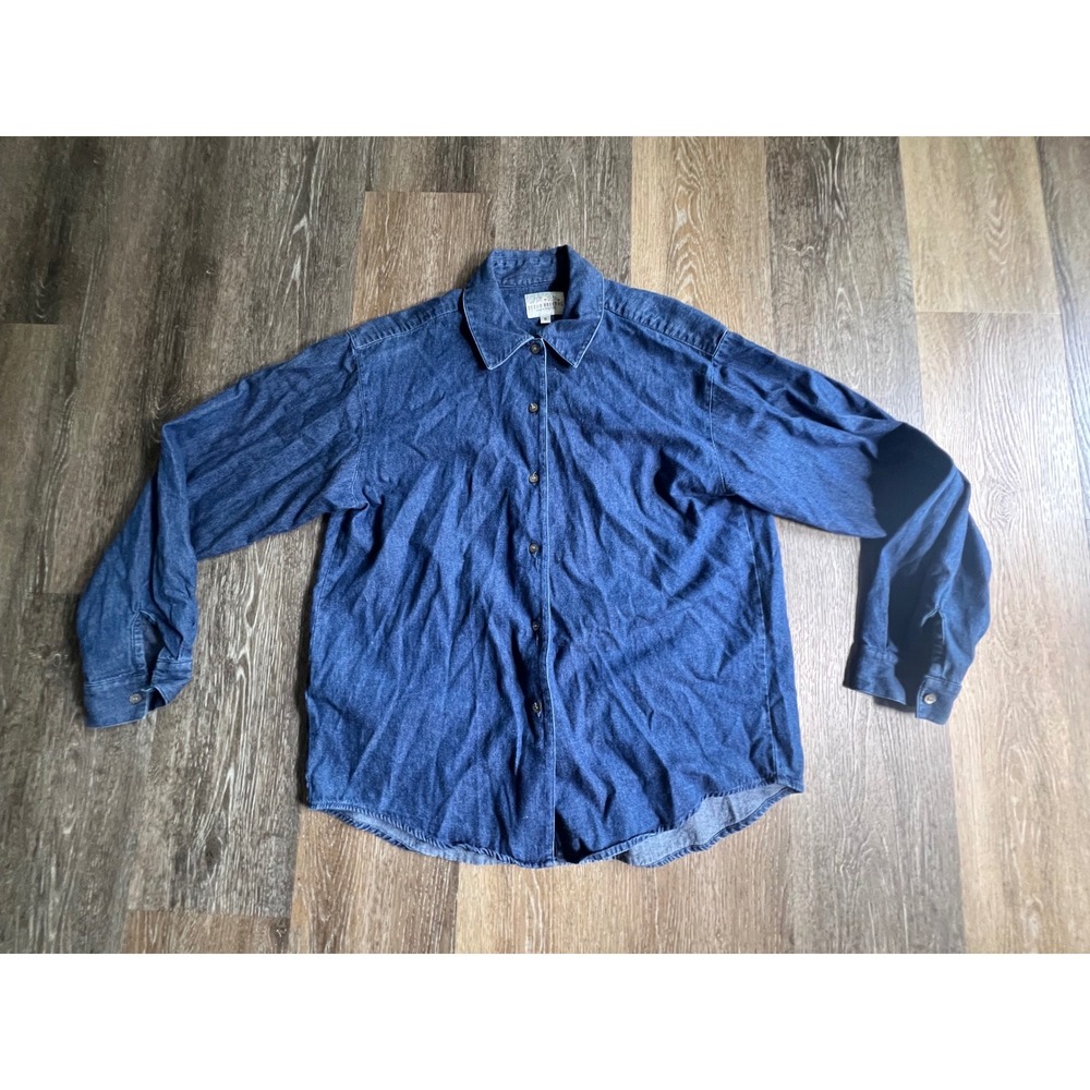 Susan Bristol Denim Shirt Womens 8 Blue Long Sleeve Button Up Classic Top